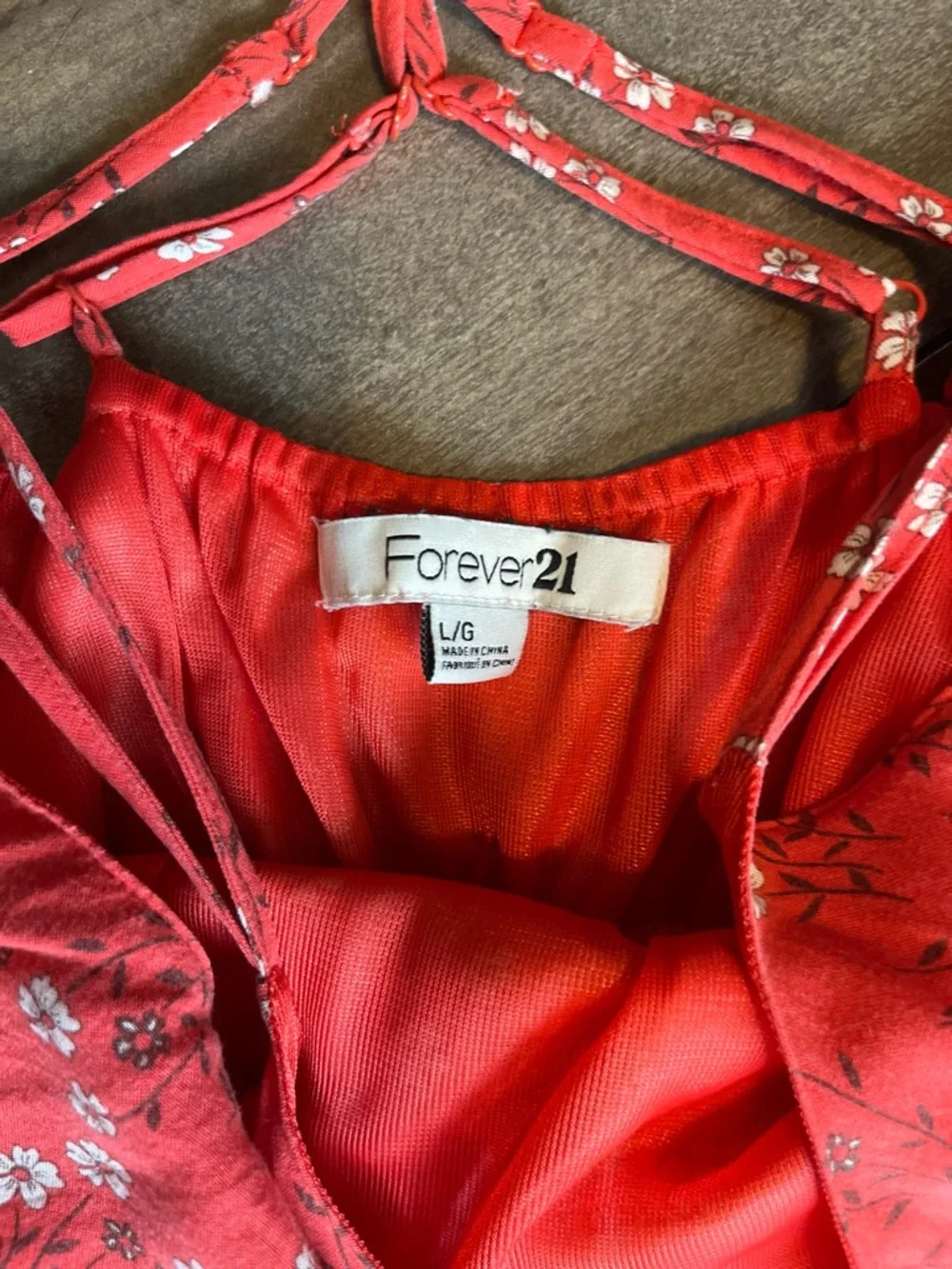 Forever 21 Coral Red Floral Spaghetti Strap Dress - Picture 3 of 3